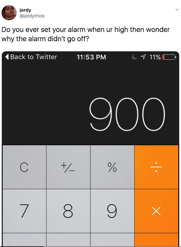 person who set their calculator instead of their alarm