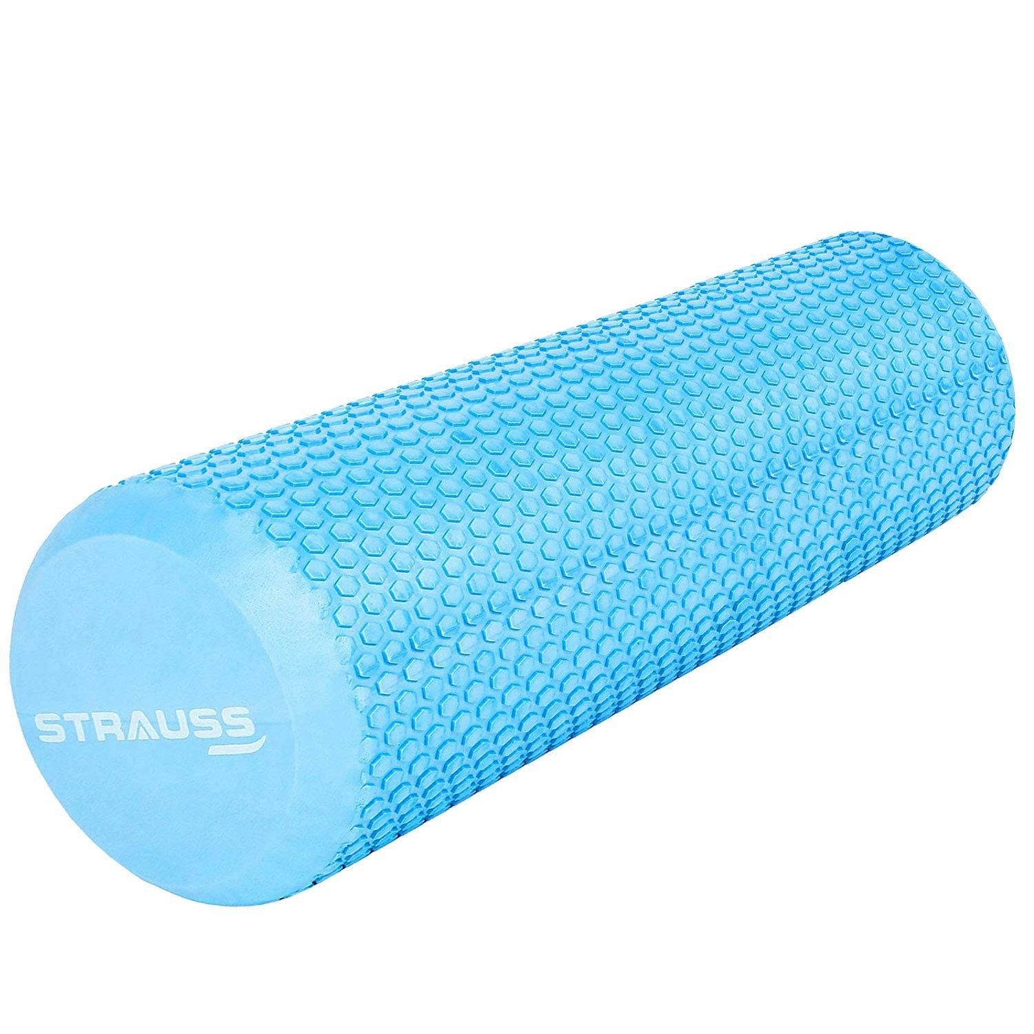 A blue foam roller