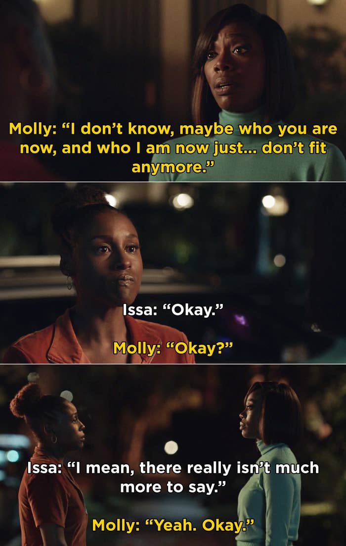Molly and Issa saying that there isn't much more they can do to fix their friendship