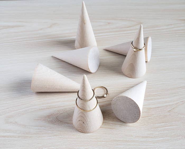wood cone-shaped ring holders