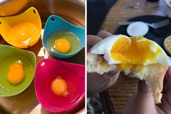 并排鸡蛋偷猎杯和荷包蛋