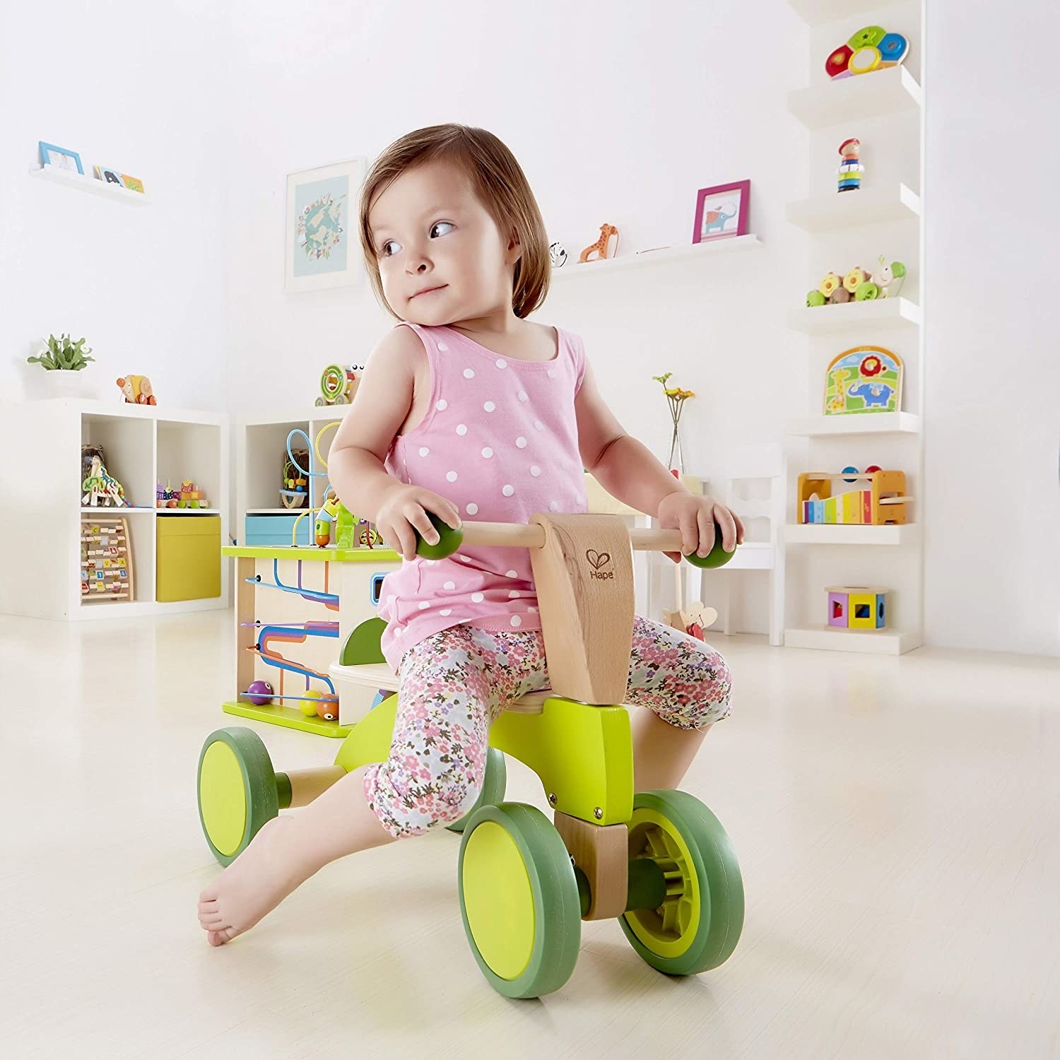 Cute Plastic Bike Tricycle with Push Handle for Dolls Kids G Kd 