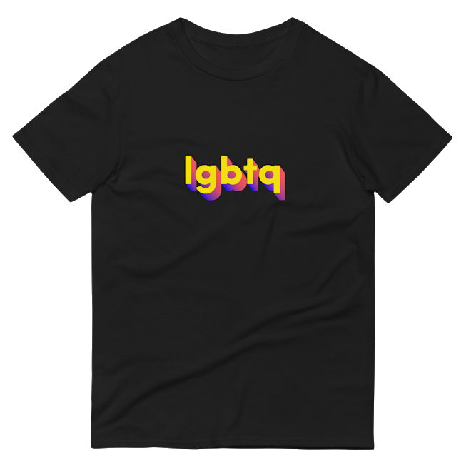 Pride T-shirt with &quot;lgbtq&quot; in the center