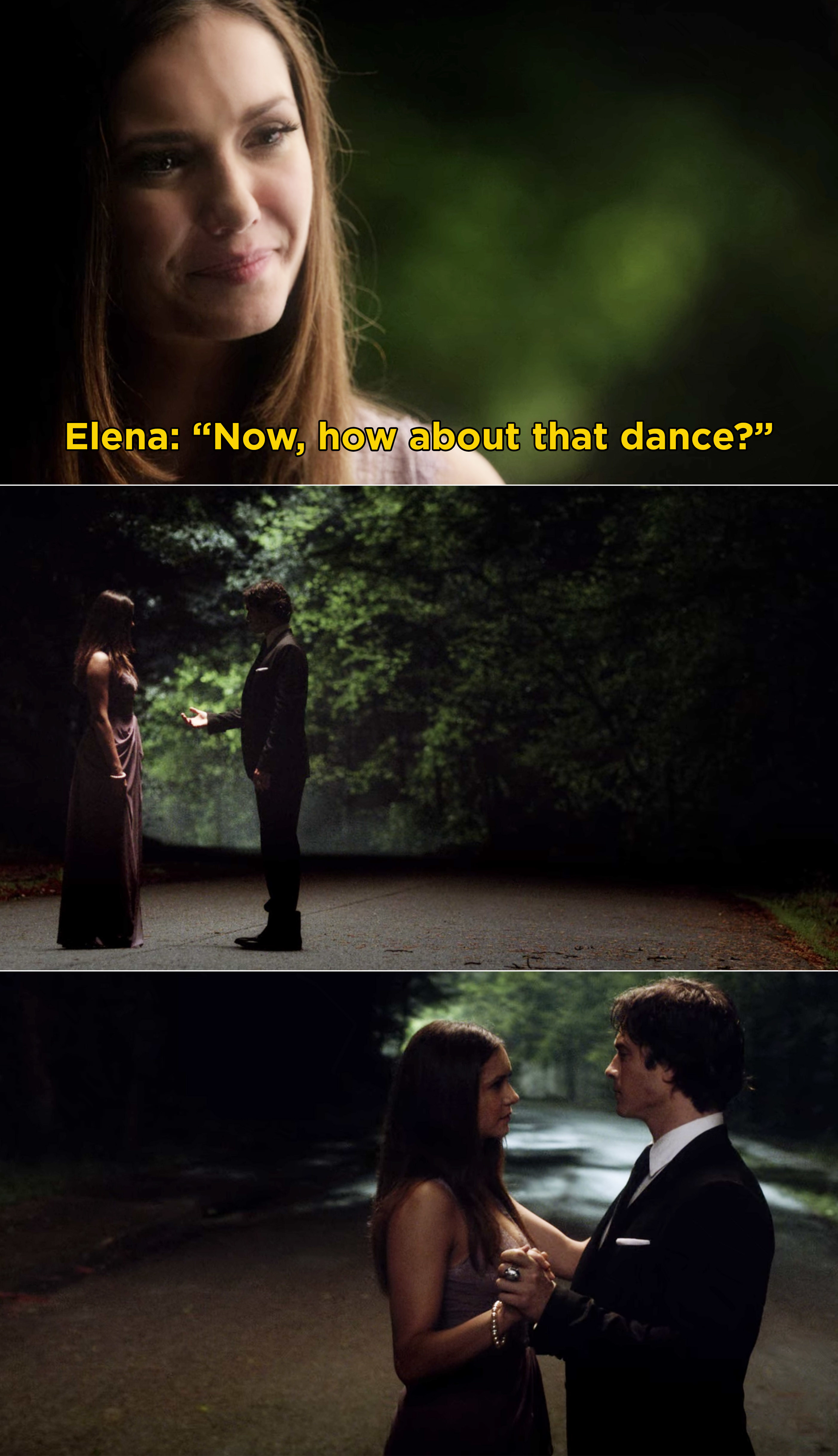 Elena and Damon having their last dance before Elena&#x27;s coma