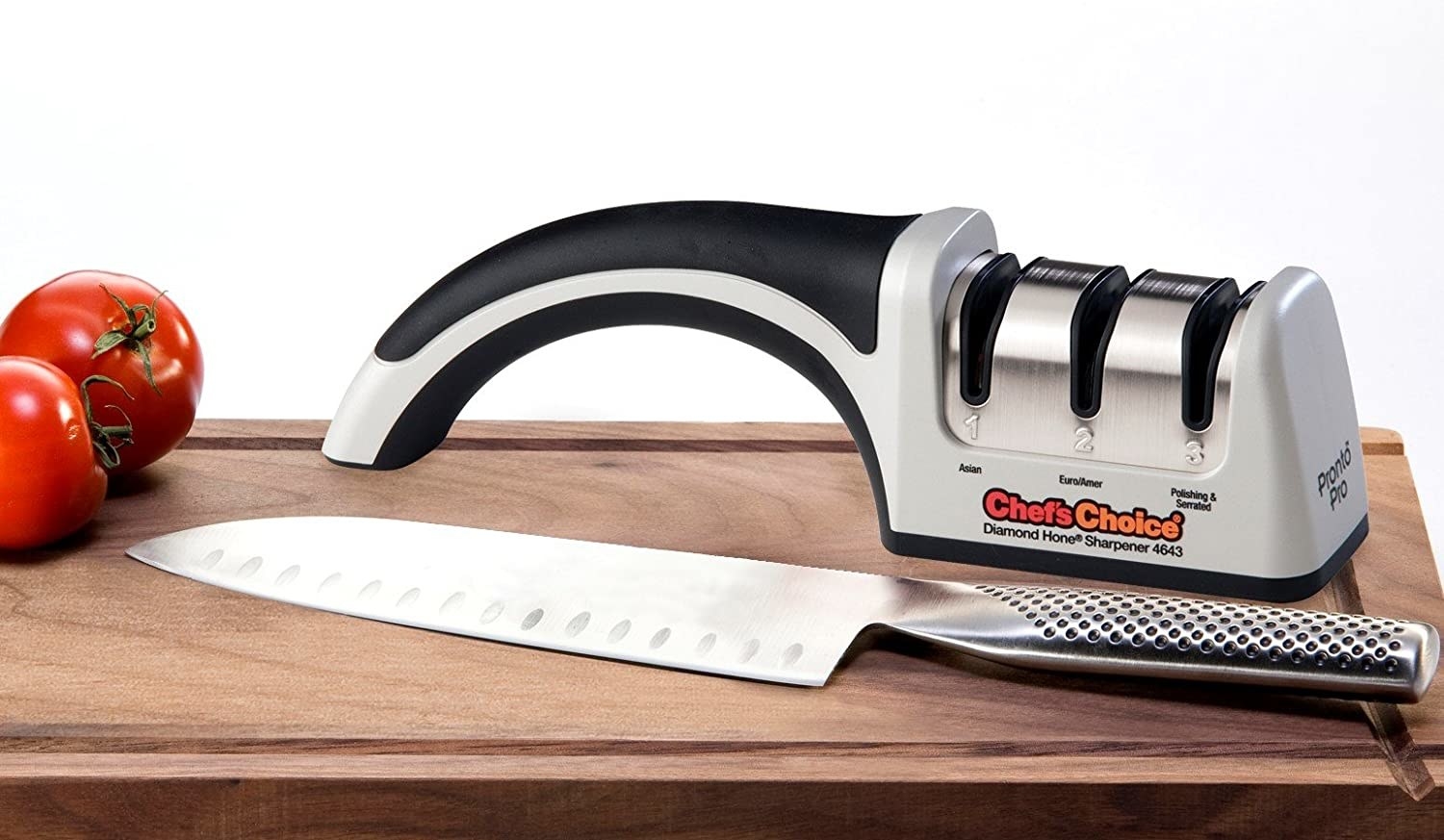 The Perfect Kitchen ORIGINAL Model 4643 Knife Sharpener, Blade Sharpener 3  Stages Professional Knife Sharpening Tool for all kinds of Kitchen Knives