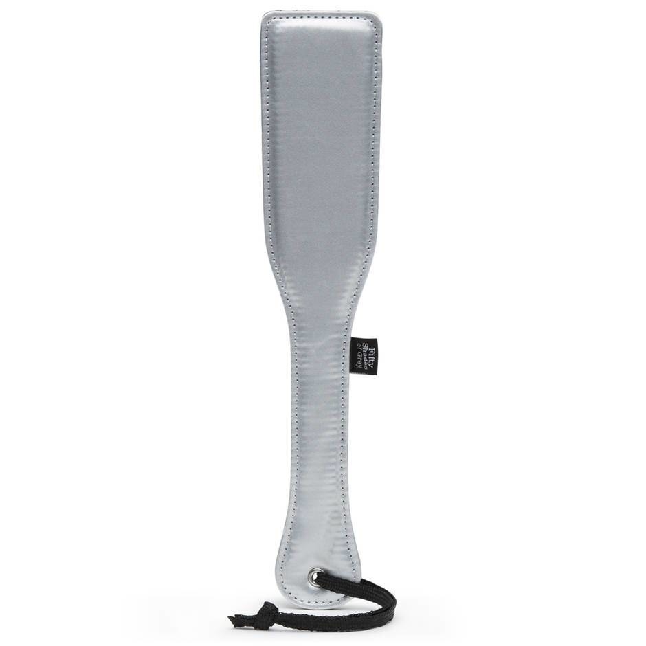 The silver "Fifty Shades of Grey" Twitchy Palm Spanking Paddle