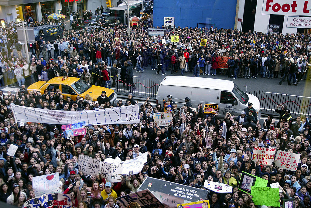 a crowd during TRL