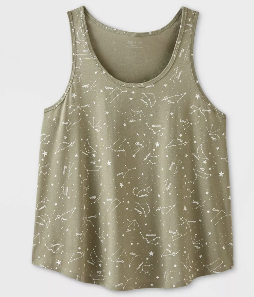 The olive green and white constellation tank
