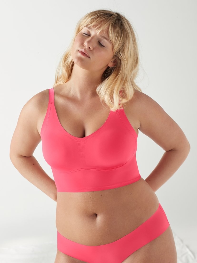 model wearing the U-neck bralette