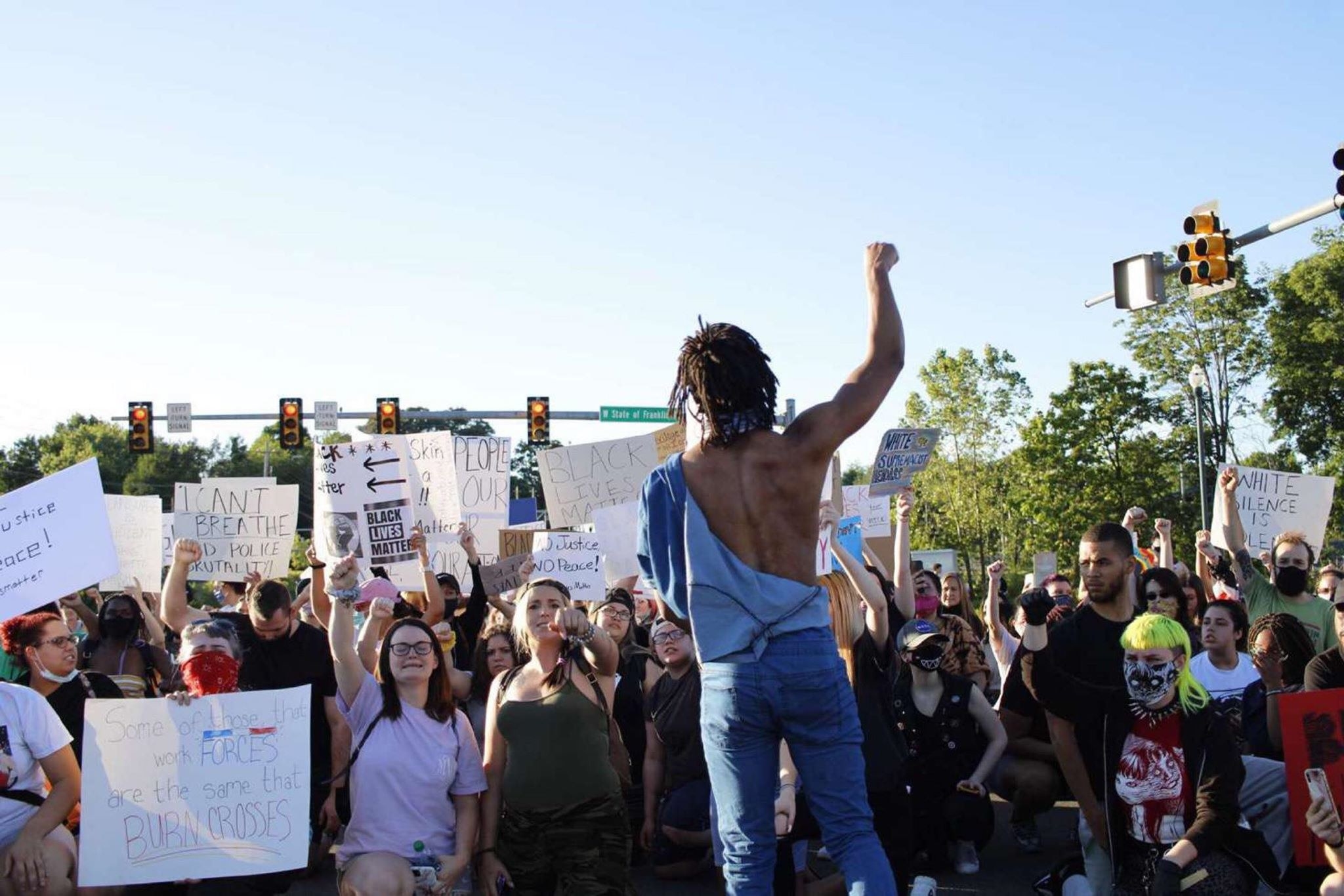 Brown protesting earlier this month in Johnson City, Tenn. 