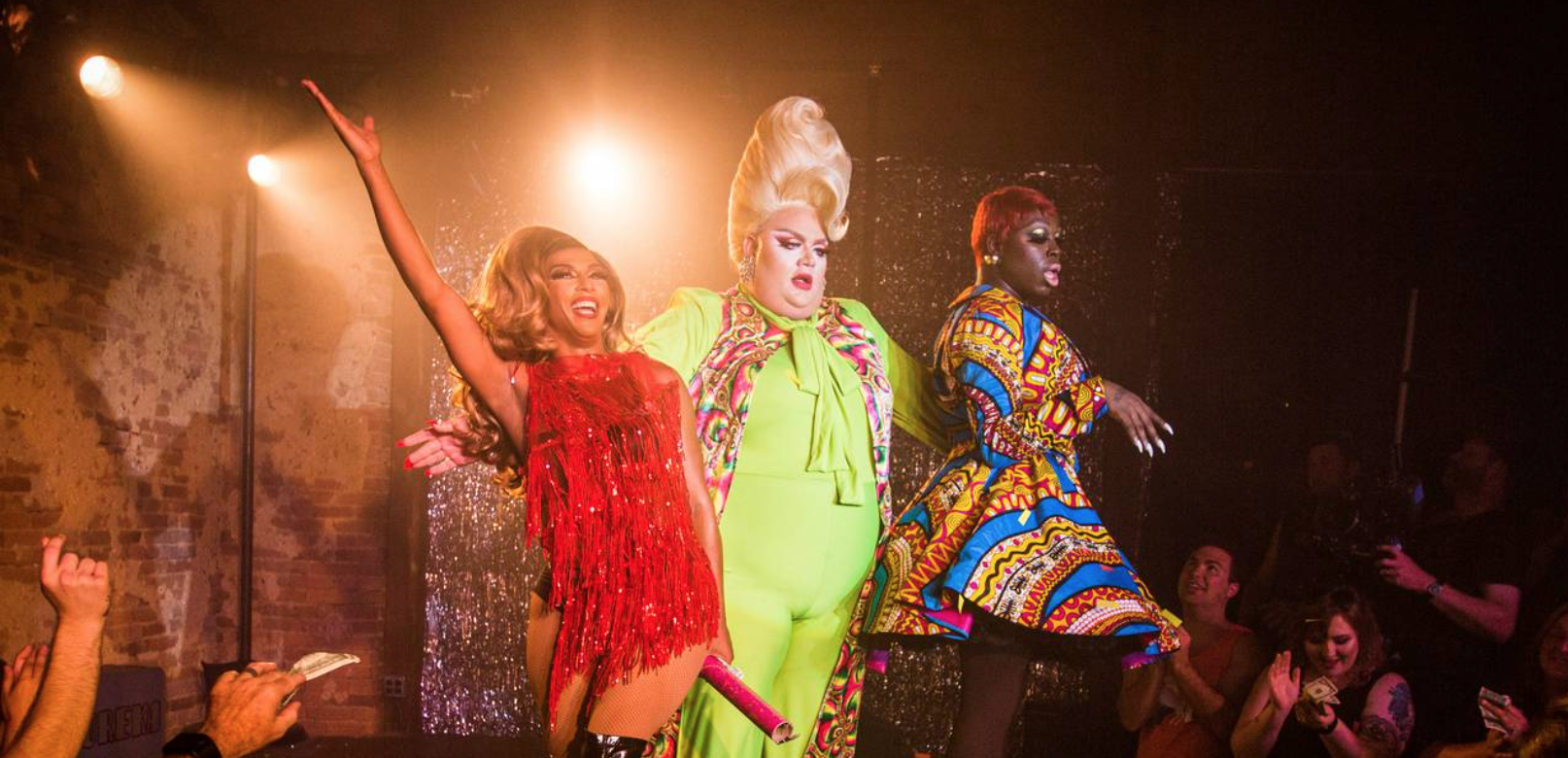 Screenshot of the drag queen trio