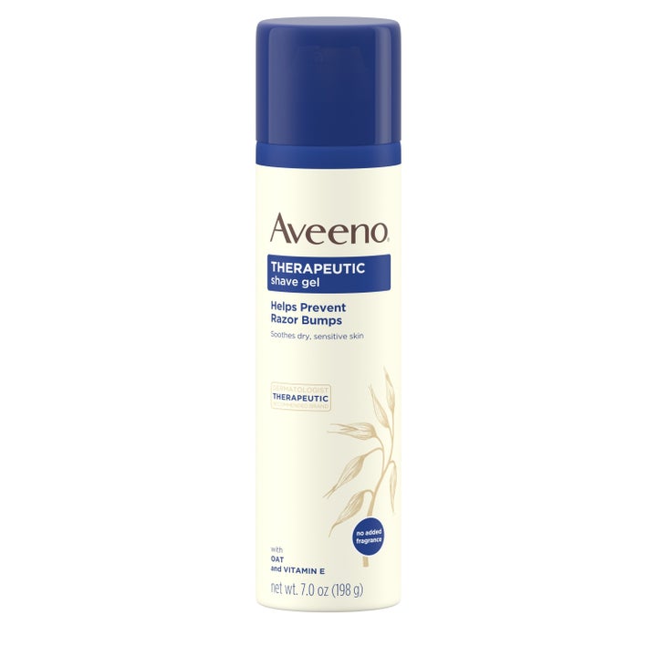 A bottle of Aveeno shave gel