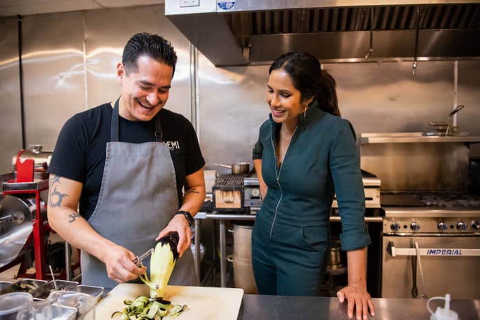 Emiliano Marentes and Padma Lakshmi in Taste the Nation.