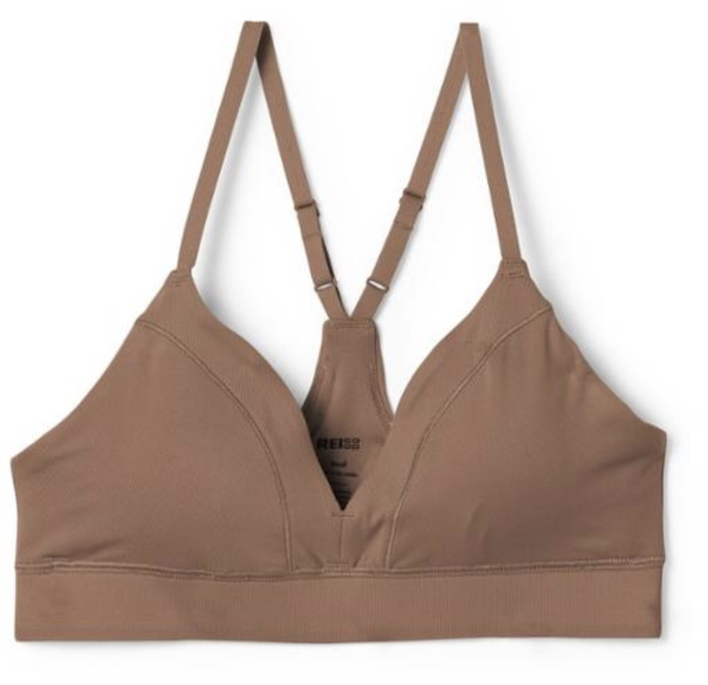 tan bralette with triangle cups and thin straps