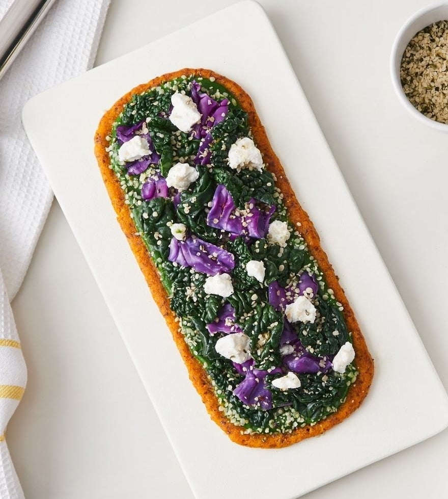 a sweet potato flatbread with kale and coriander 