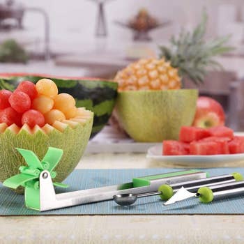 The watermelon cuber with a melon baller and slicer