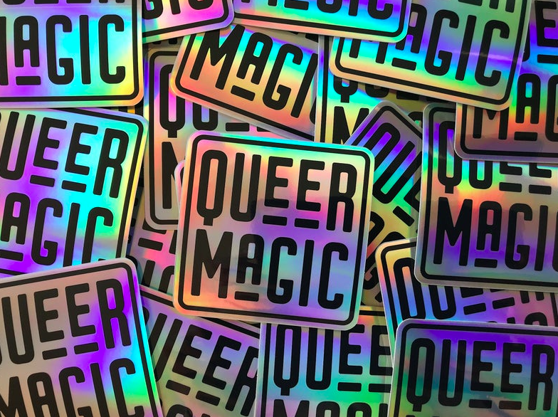 Holographic stickers that say 