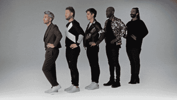 The fab five from Queer eye doing a dance in the intro to the show.