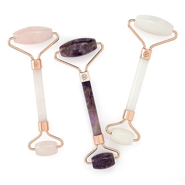 the three facial rollers in different gemstones