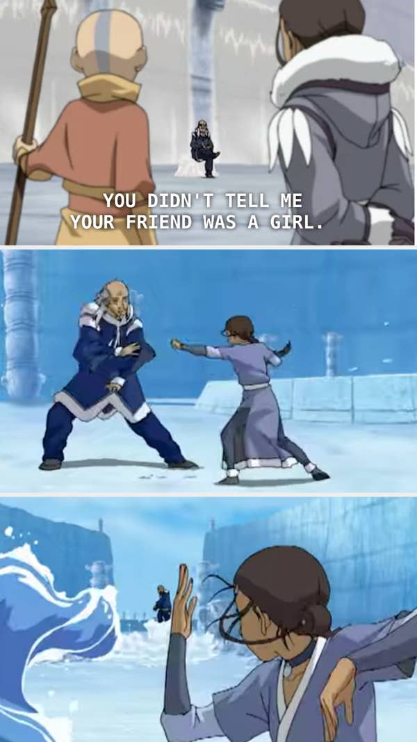 Katara proving herself worthy in Avatar