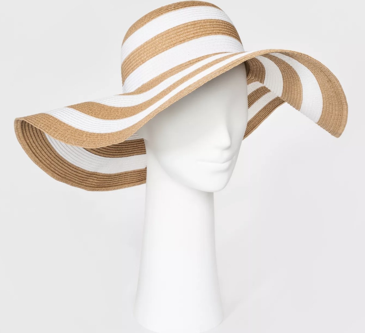 The white and brown striped straw hat
