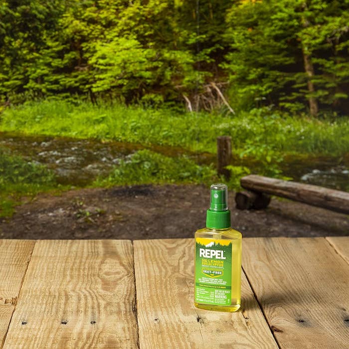 A bottle of REPEL Plant-Based Lemon Eucalyptus Insect Repellent