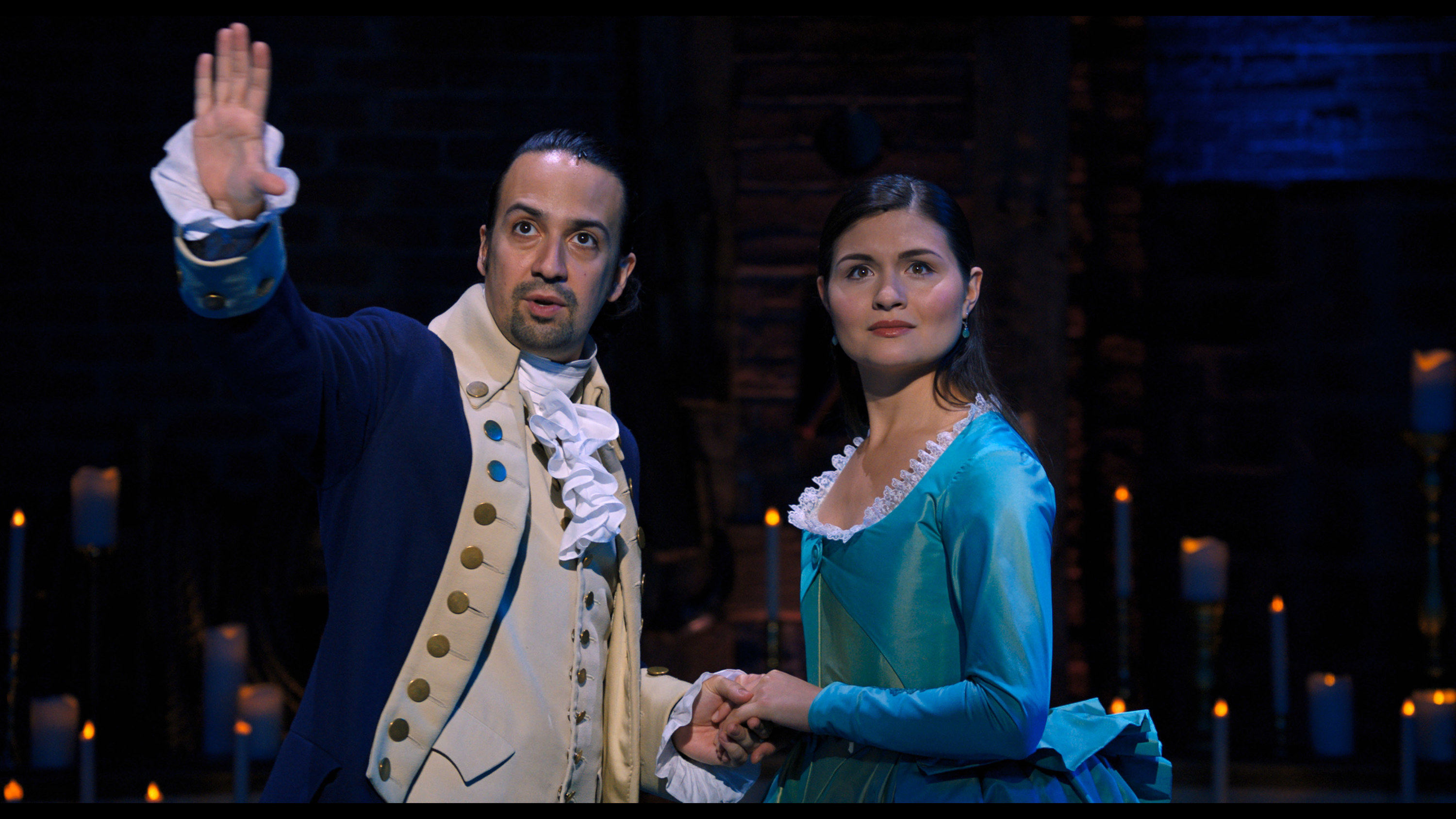 Lin-Manuel Miranda and Phillipa Soo as Hamilton and Eliza in Hamilton