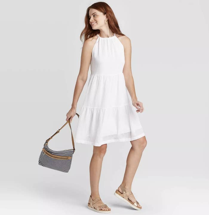 The white tiered halted dress