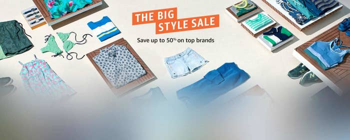 The sale banner, with text &quot;Save up to 50% on top brands)