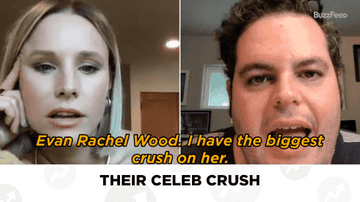 Josh Gad revealing to Kristen Bell that his biggest celebrity crush is Evan Rachel Wood