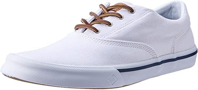 A sneaker with leather laces