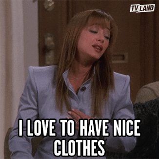 A woman saying, &quot;I love to have nice clothes&quot;