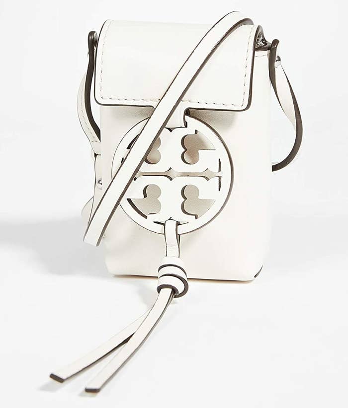 The narrow, white leather crossbody