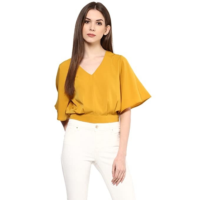 Yellow top with bell sleeves