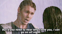 Lucas saying &quot;But if you need to hear why I love you, I can go on all night.&quot;