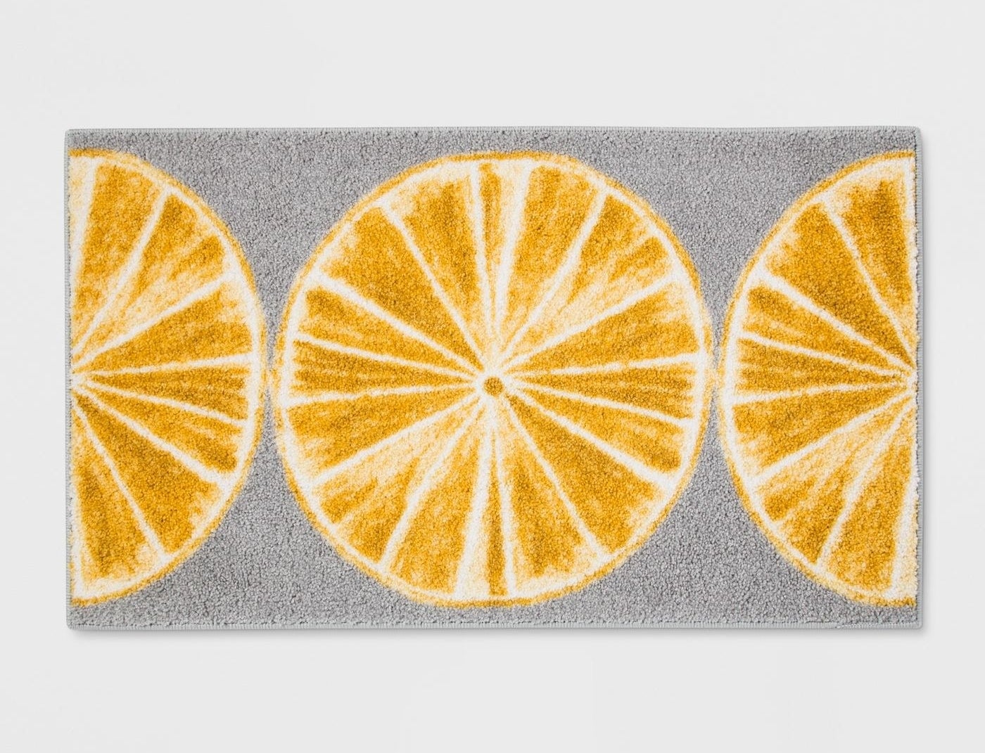gray rug with yellow lemons 