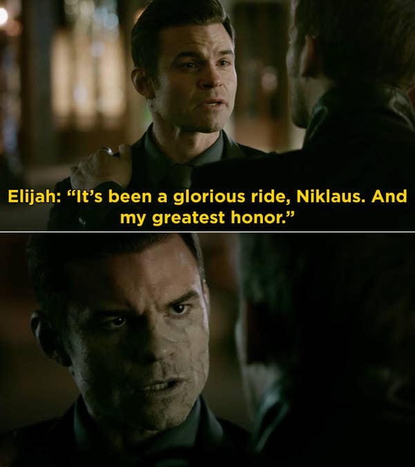 Elijah telling Klaus, &quot;It&#x27;s been a glorious ride, Niklaus&quot; before dying