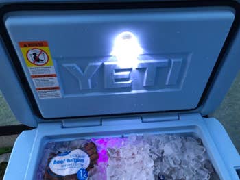 The light shining to illuminate the cooler's contents