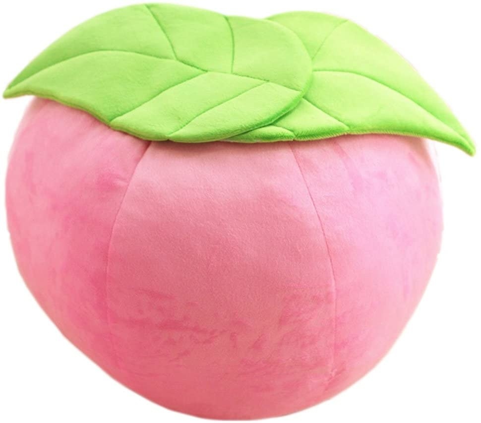 A peach-shaped pillow
