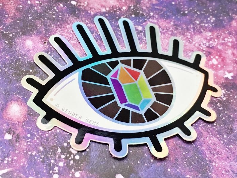 Gender Gems Pride Vision rainbow holographic sticker 