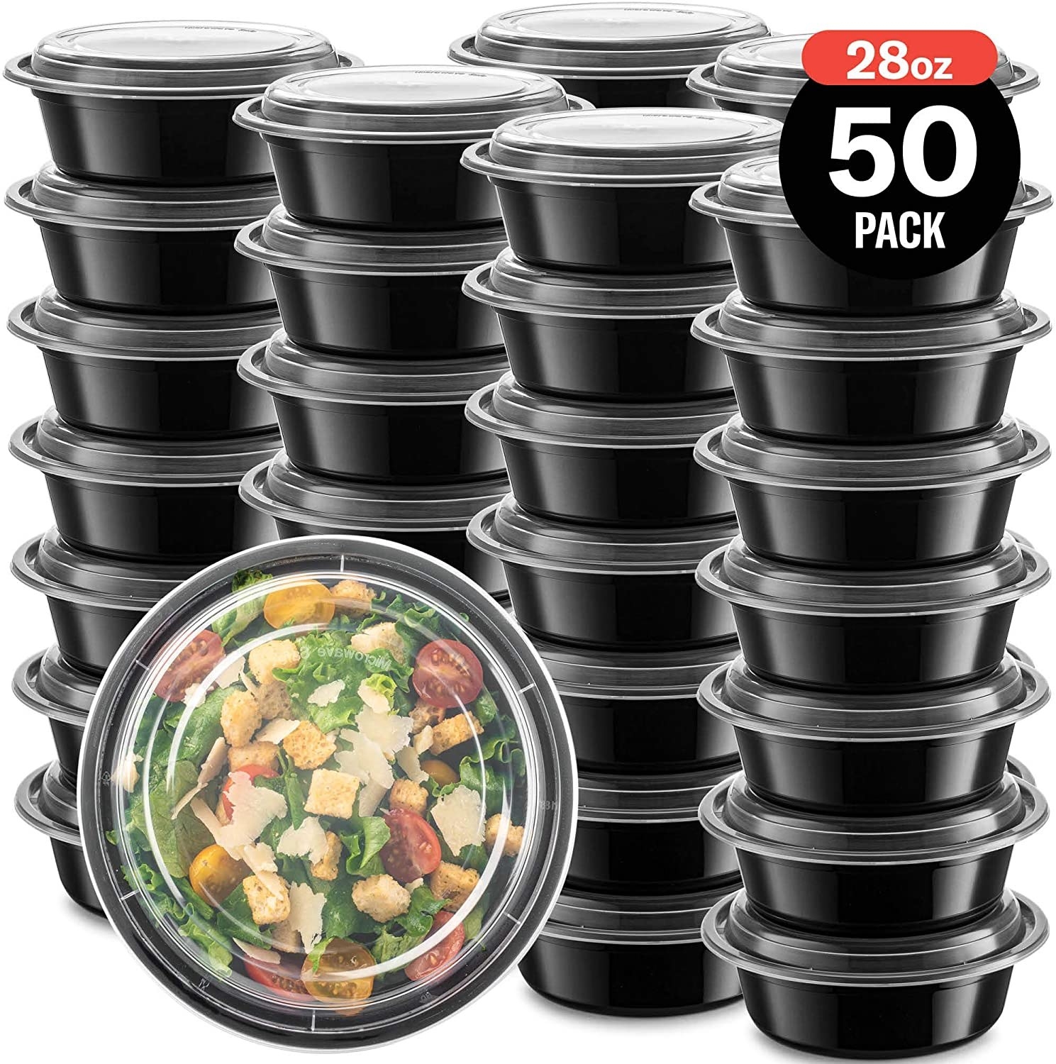 The black containers with clear lids, stacked on top of one another