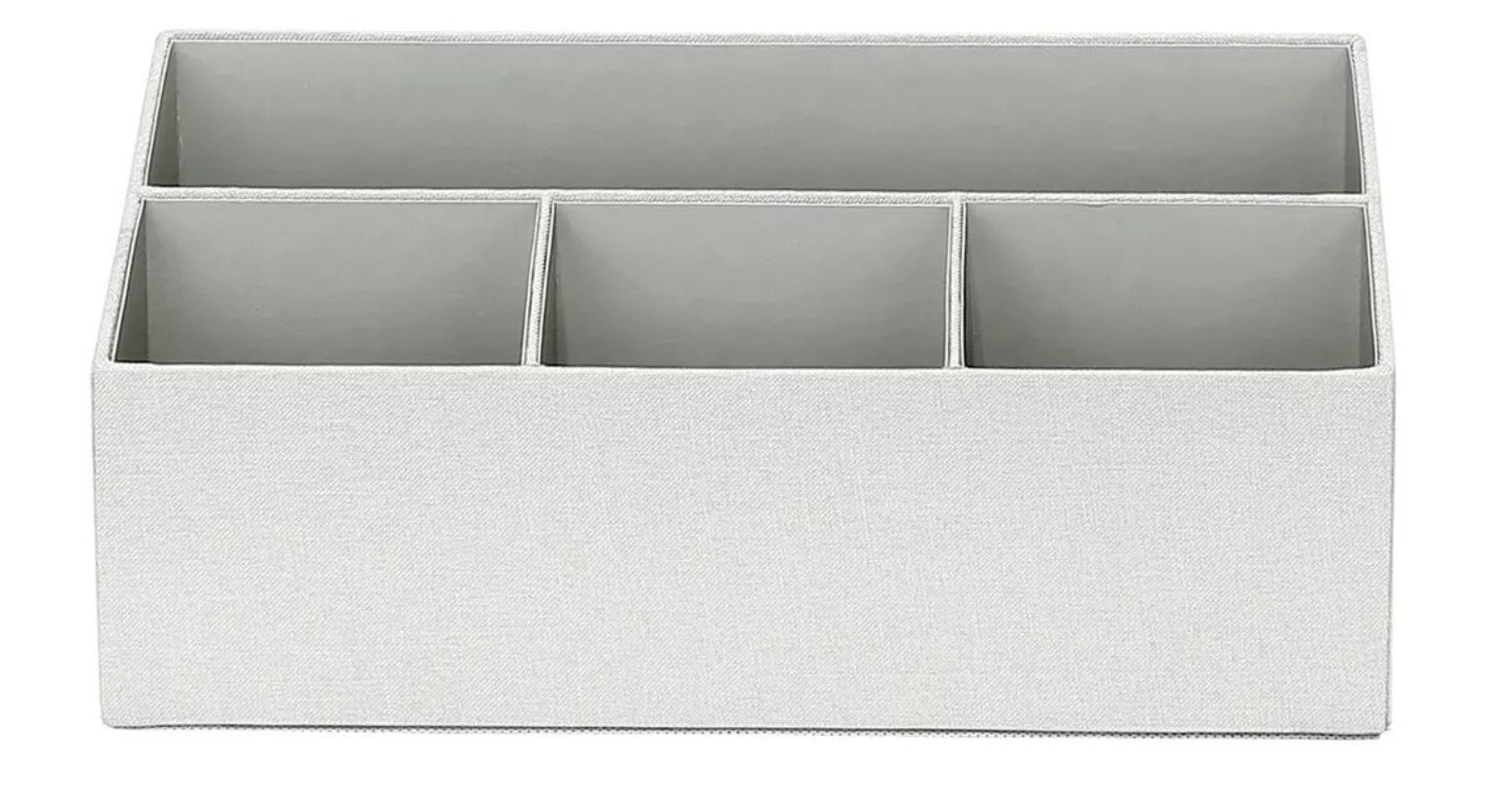 The grey fabric desk organizer with four compartments 