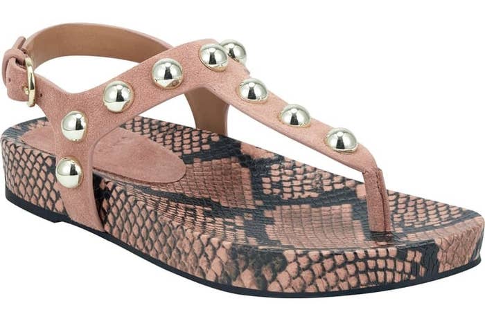 Marc Fisher studded indie sandal in malva suede snakeskin colorway