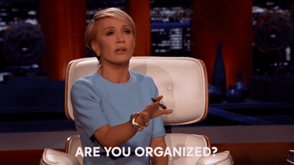 Gif of someone being asked if they&#x27;re organized and not having an answer
