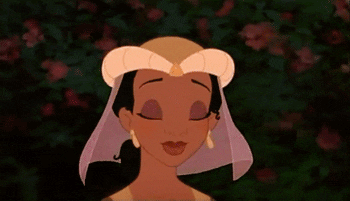 a moving gif of tiana from the princess and the frog shrugging her shoulders