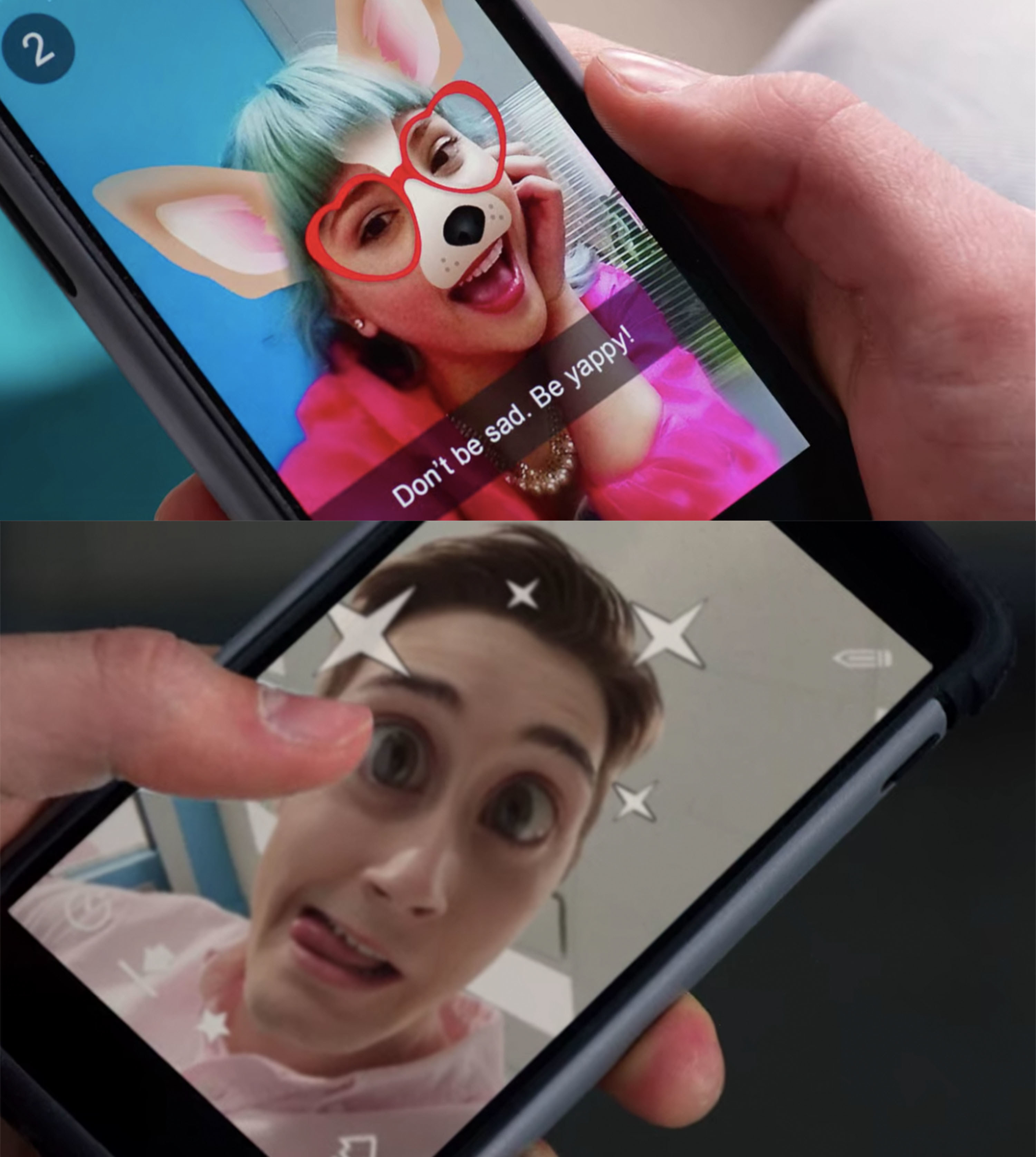 Lola and Miles send each other funny pictures with cute filters
