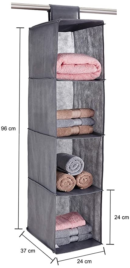 Towels placed on the closet organiser.