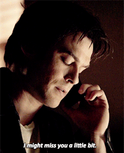 Damon saying &quot;I might miss you a little bit&quot; on Bonnie&#x27;s voicemail in The Vampire Diaries