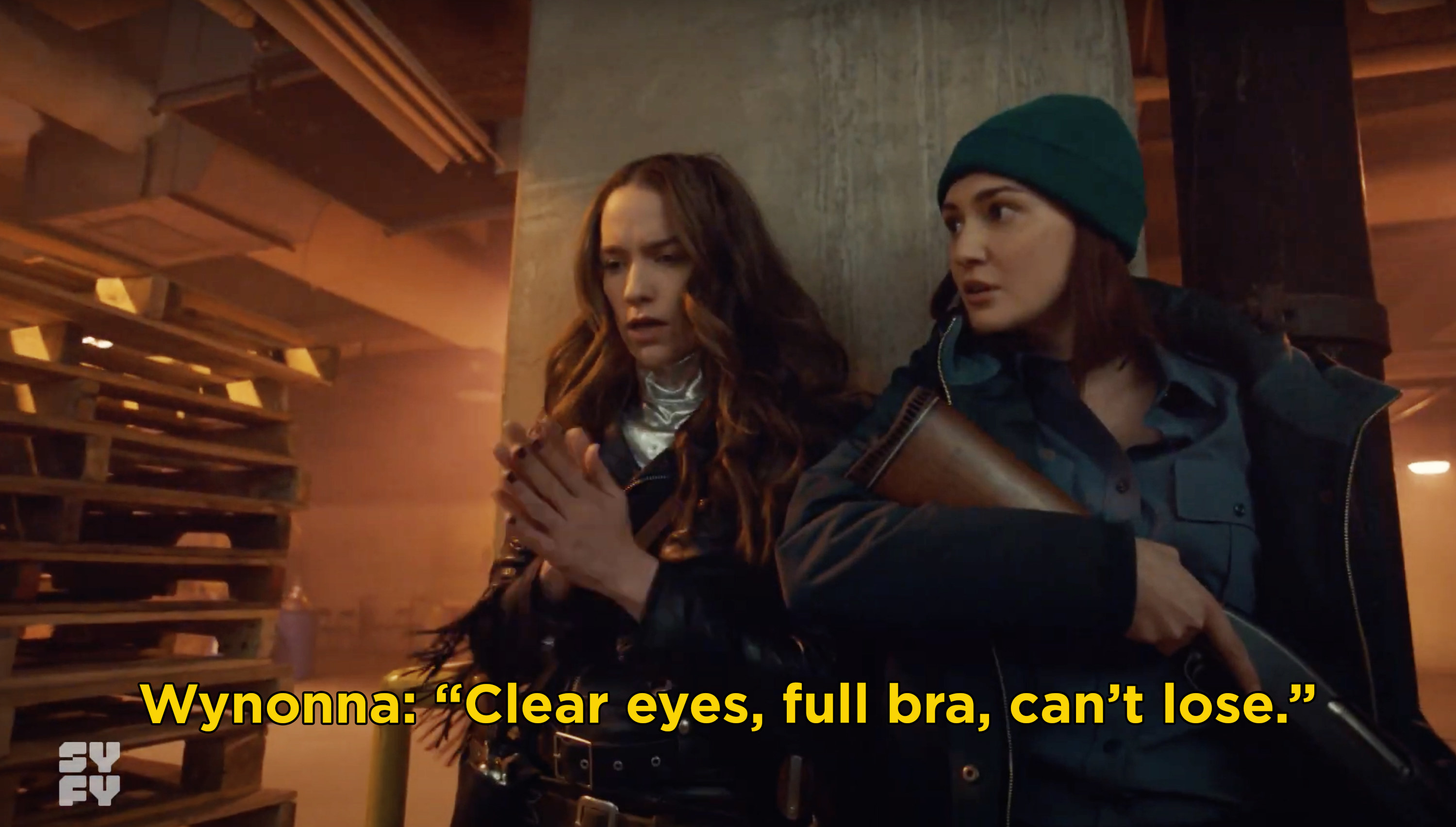 Wynonna saying, &quot;Clear eyes, full bra, can&#x27;t lose&quot;