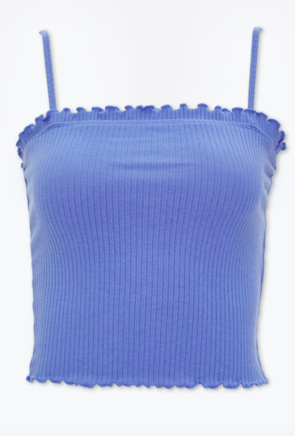 Periwinkle blue lettuce-ribbed cami